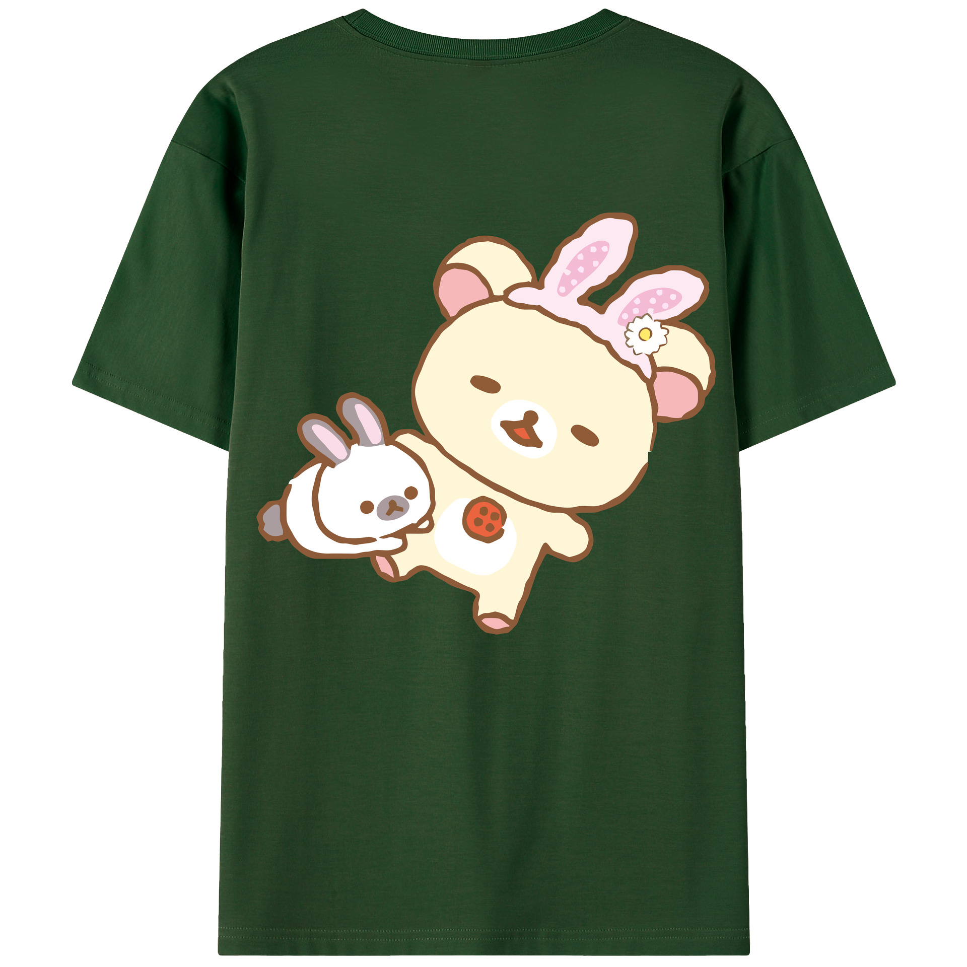 （画像用） リラックマ リラックマ キイロイトリ Rilakkuma Korilakkuma Kiiroitori 綿100％半袖Tシャツ（背面プリント）